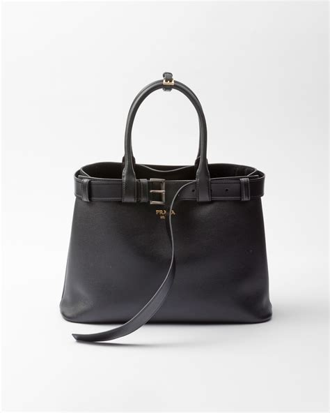 Prada buckle leather handbag